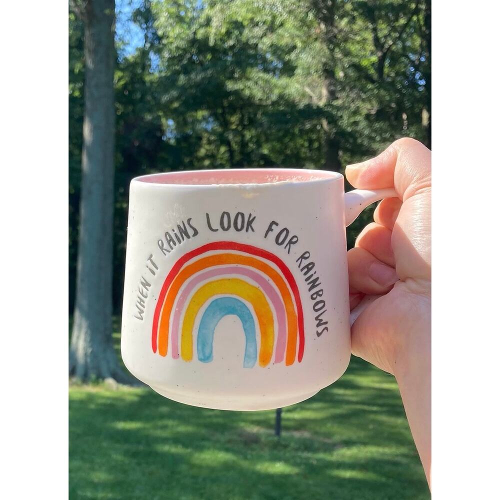 Good Day Uplifting Phase When it Rains Look for Rainbows Speckled Ceramic Mug